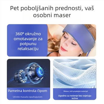 Jacqui Traka za masažu glave 678 USB napajanje, Kontrola gumbom, 4 brzine, Topla kompresija