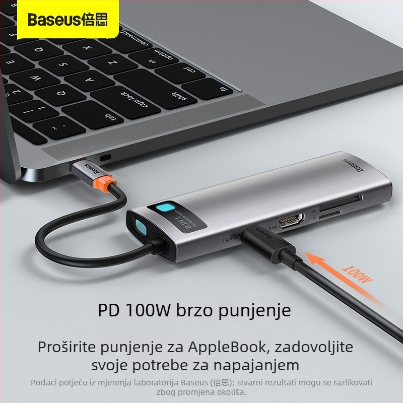 Baseus Metal Shimmer serija USB-C hub 8-u-1, prijenosni višenamjenski docking