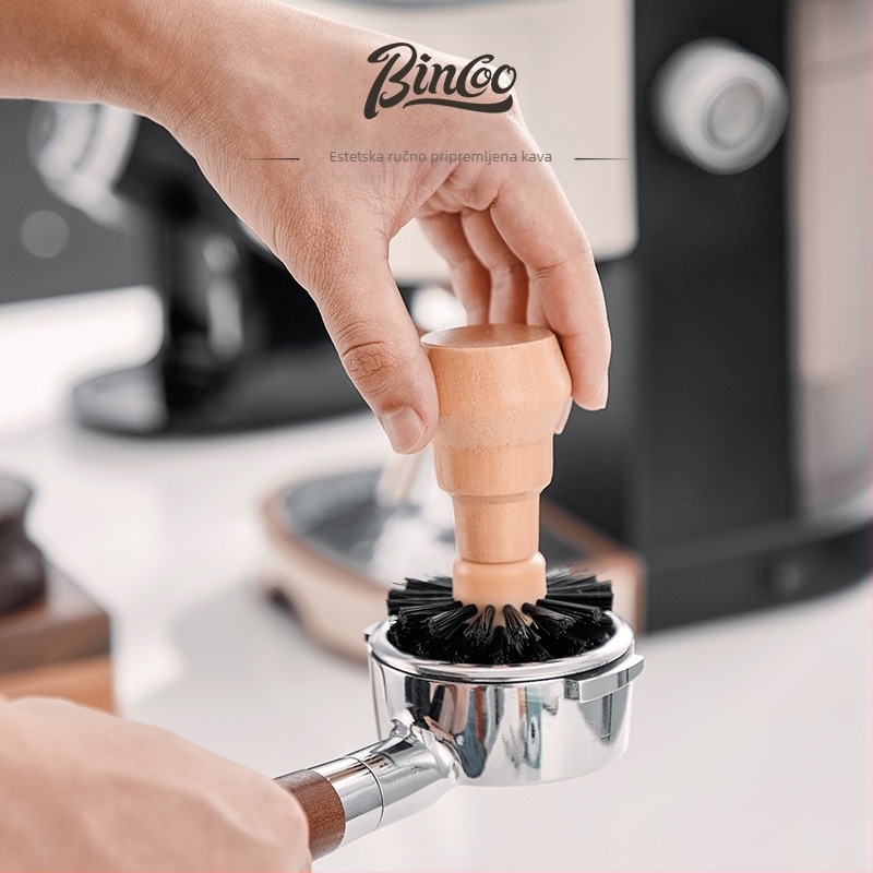 Četka za čišćenje ručke kućnog stroja za kavu – lotus drvo + PP + najlon, moderan jednostavan stil, ručna upotreba