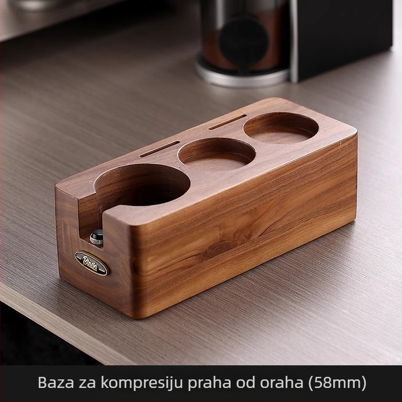 Bincoo baza za pritiskanje kave od orahovog drveta i 304 nerđajućeg čelika, komplet distribucije praška i čekića – retro stil