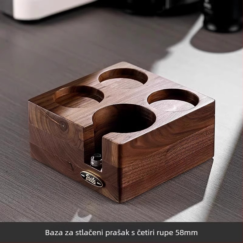 Bincoo baza za pritiskanje kave od orahovog drveta i 304 nerđajućeg čelika, komplet distribucije praška i čekića – retro stil