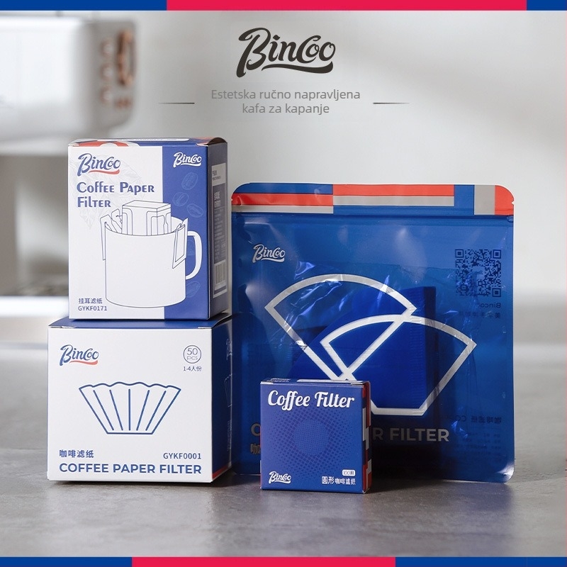 Bincoo Filter papir za kavu od drvnih vlakana, u obliku fan, kružni, jednokratni, za V60, ručno pripremljena kava