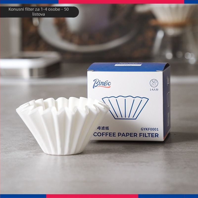 Bincoo Filter papir za kavu od drvnih vlakana, u obliku fan, kružni, jednokratni, za V60, ručno pripremljena kava