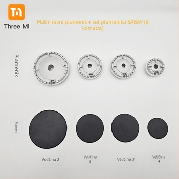 Željezni poklop za plinsku ploču + set raspodjeljivača plamena — ručna ugradnja • Marka: threemi • Model: Flat fire cover + flame distributor set • Neto težina: 500 g