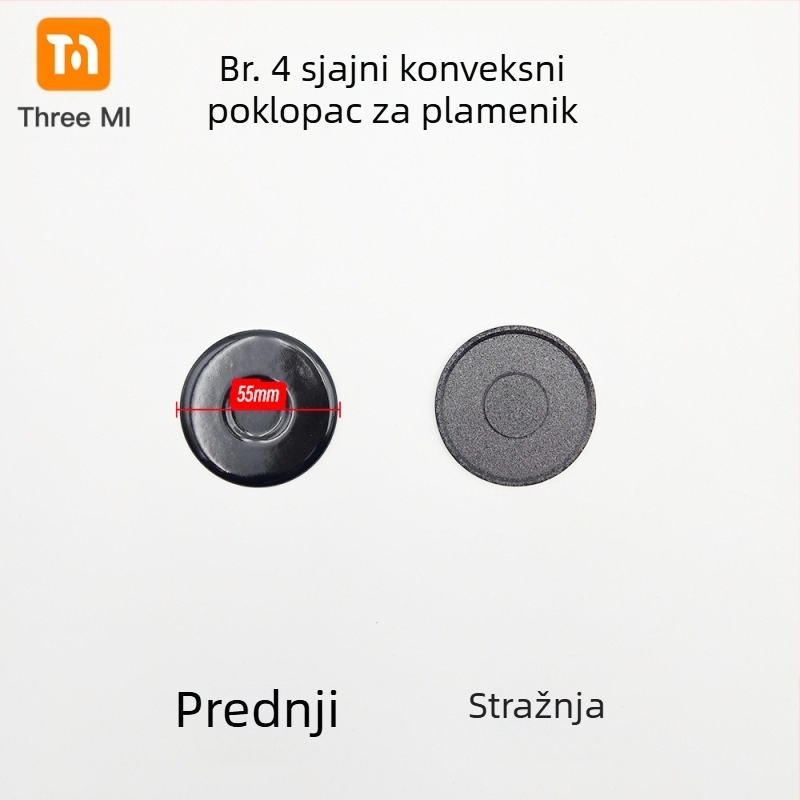 Željezni poklop za plinsku ploču + set raspodjeljivača plamena — ručna ugradnja • Marka: threemi • Model: Flat fire cover + flame distributor set • Neto težina: 500 g