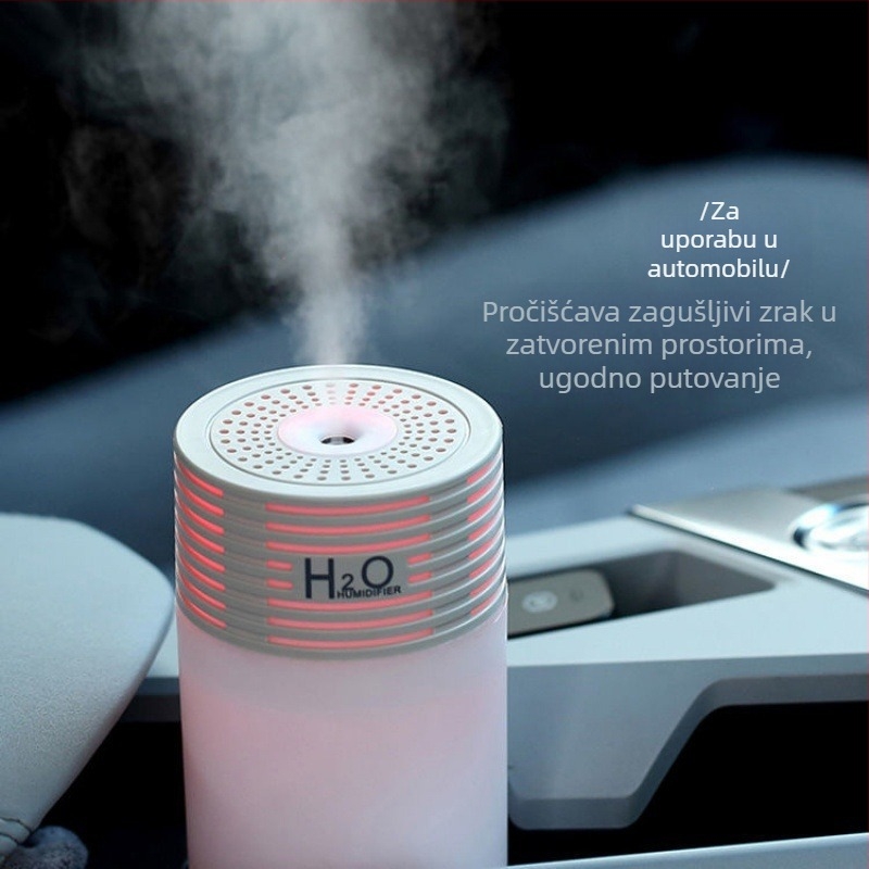 Automobilski ovlaživač s aromom i pročišćivačem zraka, plastično kućište, USB 5V, 2–5W