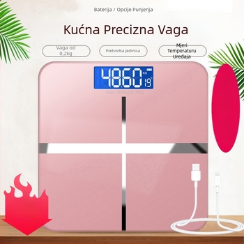 SUZI Vaga za kućnu upotrebu, kapacitet 180 kg, USB punjenje ili AA baterije, mjerenje tjelesne mase