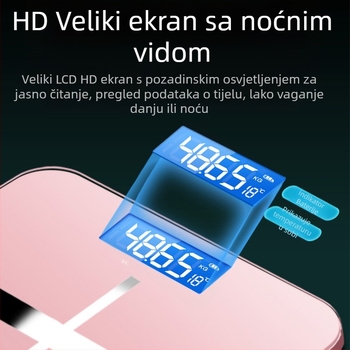 SUZI Vaga za kućnu upotrebu, kapacitet 180 kg, USB punjenje ili AA baterije, mjerenje tjelesne mase