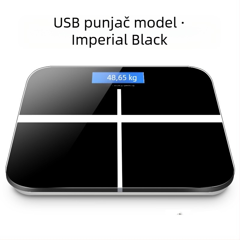SUZI Vaga za kućnu upotrebu, kapacitet 180 kg, USB punjenje ili AA baterije, mjerenje tjelesne mase