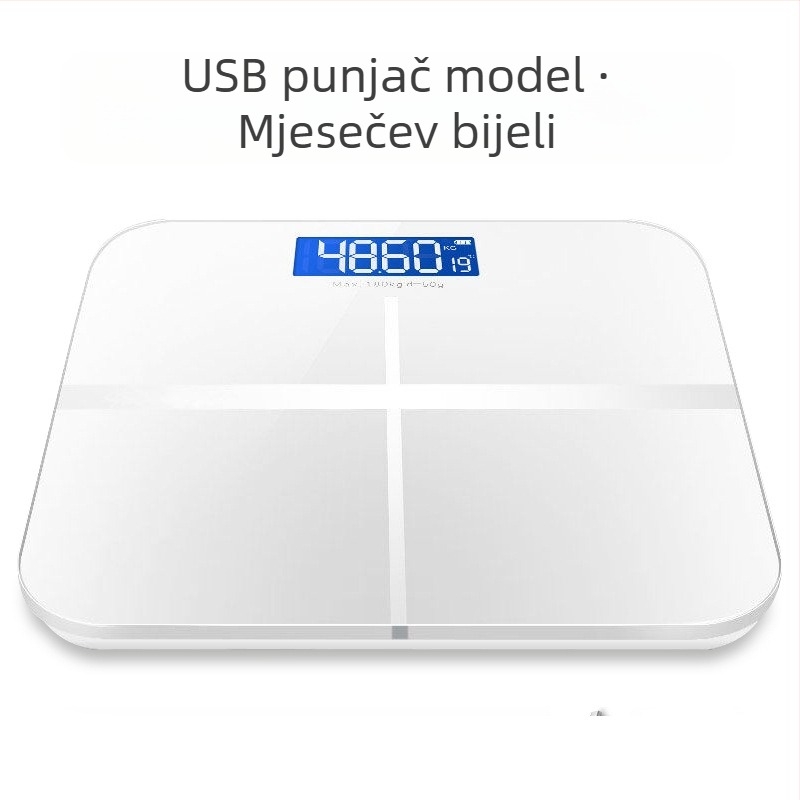 SUZI Vaga za kućnu upotrebu, kapacitet 180 kg, USB punjenje ili AA baterije, mjerenje tjelesne mase