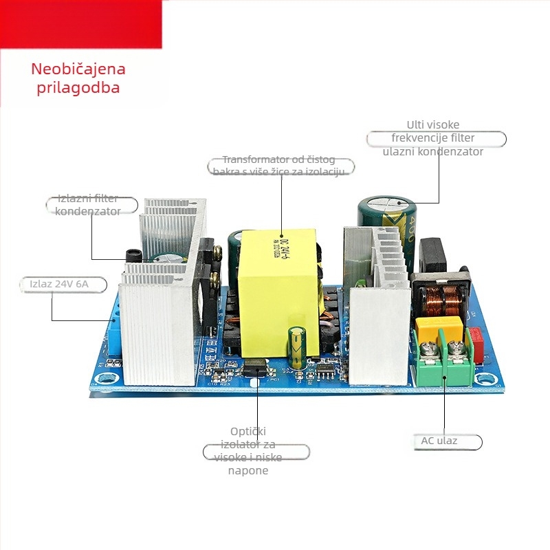 SUSWE Ploča napajanja s prekidačem za grijanje jastuka sjedala, ugrađeni modul, izlaz 24V/12V, 88% učinkovitost, masa 202 g, zaštita razine II
