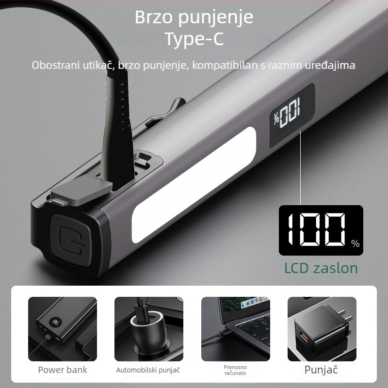 LED olovka svjetiljka s USB-C punjenjem, radno svjetlo za vanjsku upotrebu, 3W, 120lm, 400mAh, ABS kućište