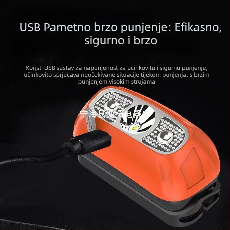 LED čelna lampica 5W, baterija 800 mAh, napajanje putem baterije, ručno pokretana energija, domet do 500 m, ABS kućište