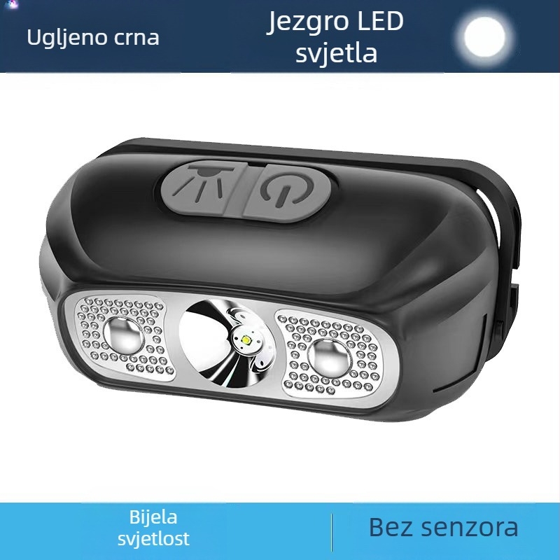 LED čelna lampica 5W, baterija 800 mAh, napajanje putem baterije, ručno pokretana energija, domet do 500 m, ABS kućište