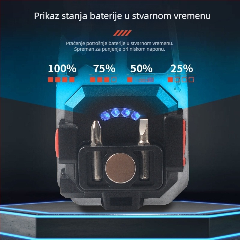 Vanjska prenosna lampica za ključevima, višefunkcionalno nužno osvjetljenje i radno svjetlo, COB LED, 3W, punjiva, kućište od aluminija + ABS, baterija 400 mA, domet 100–200 m
