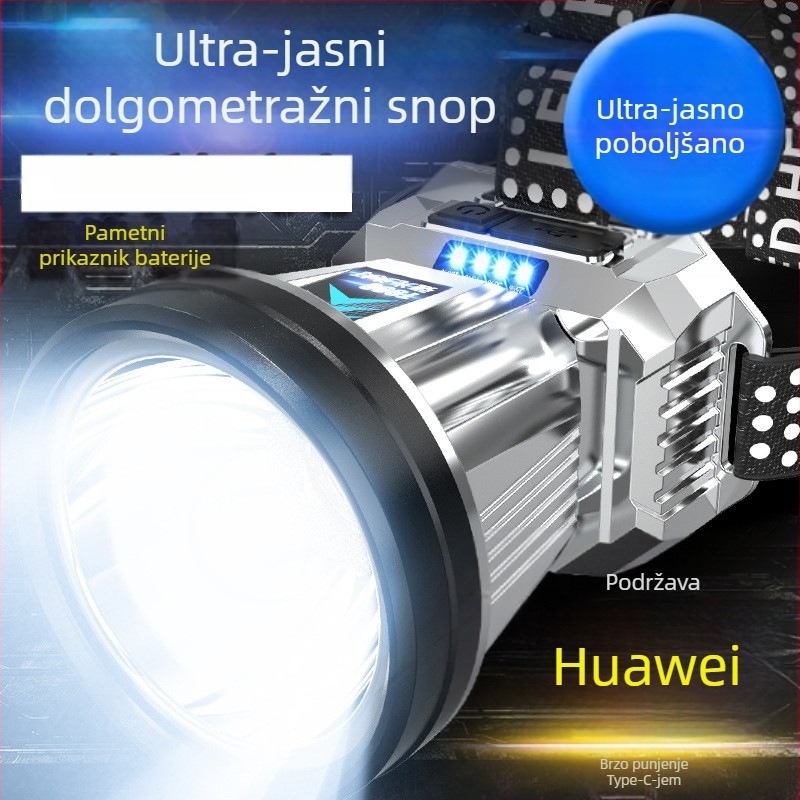Punoprivredna LED čelna lampica s Type-C punjenjem — 10W, 1200mAh, nosiva glava, snop 200–500 m