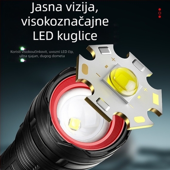 Bolon LED baterijska svjetiljka s USB-C punjenjem, 2400mAh baterija, ručno napajanje, 360° rotirajuća glava