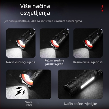 Bolon LED baterijska svjetiljka s USB-C punjenjem, 2400mAh baterija, ručno napajanje, 360° rotirajuća glava