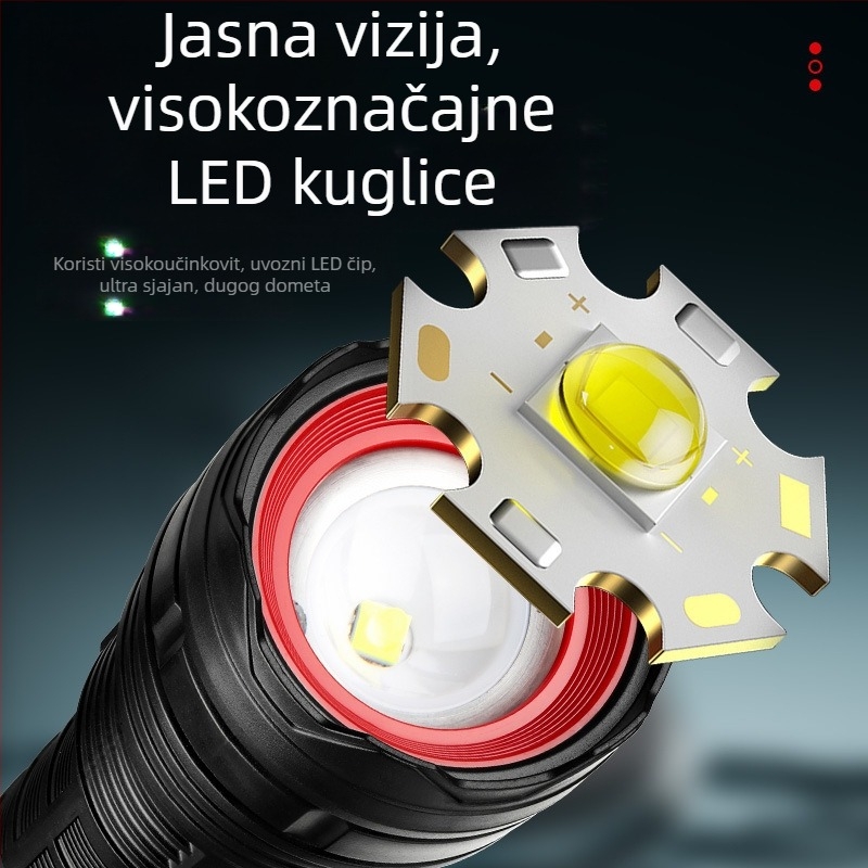 Bolon LED baterijska svjetiljka s USB-C punjenjem, 2400mAh baterija, ručno napajanje, 360° rotirajuća glava