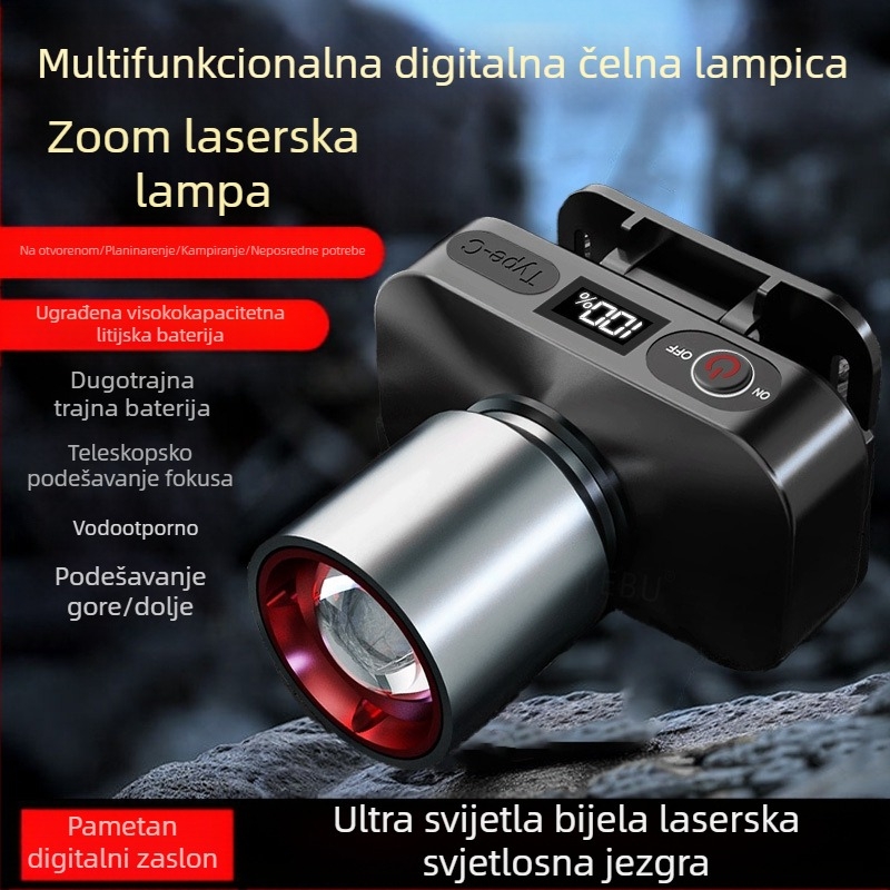 LED čelna svjetiljka, 10W, USB punjiva, 800mAh, za vanjsku upotrebu