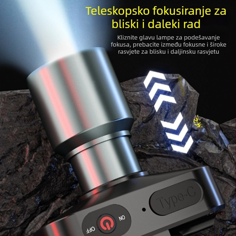 LED čelna svjetiljka, 10W, USB punjiva, 800mAh, za vanjsku upotrebu