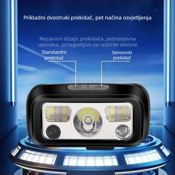 Napajana LED čelna lampica za vanjsku upotrebu s pokretnim senzorom, domet 15 m, trajanje 4,5 h, model YD-2326