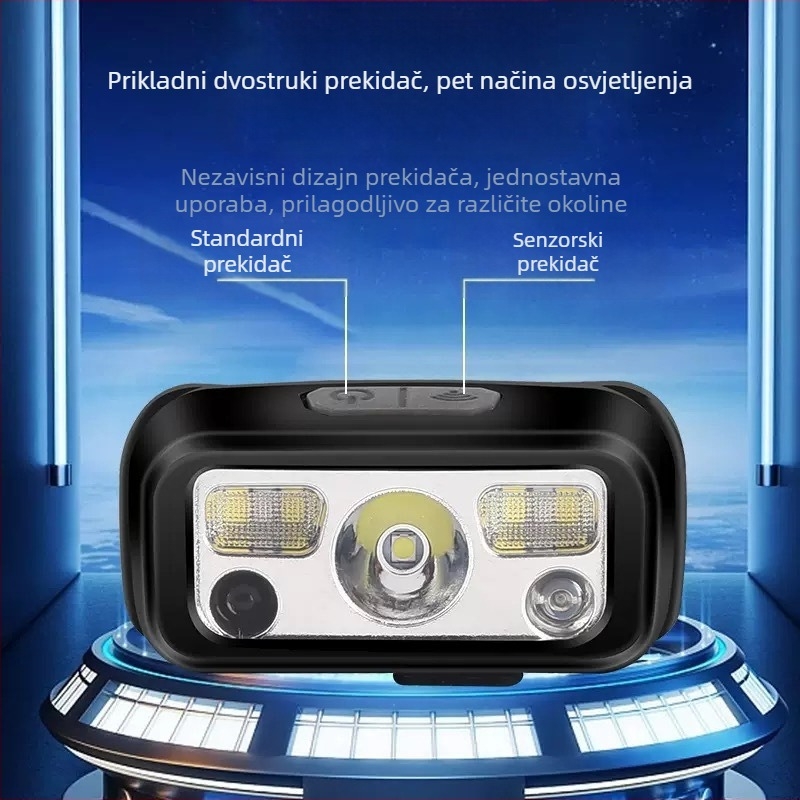 Napajana LED čelna lampica za vanjsku upotrebu s pokretnim senzorom, domet 15 m, trajanje 4,5 h, model YD-2326