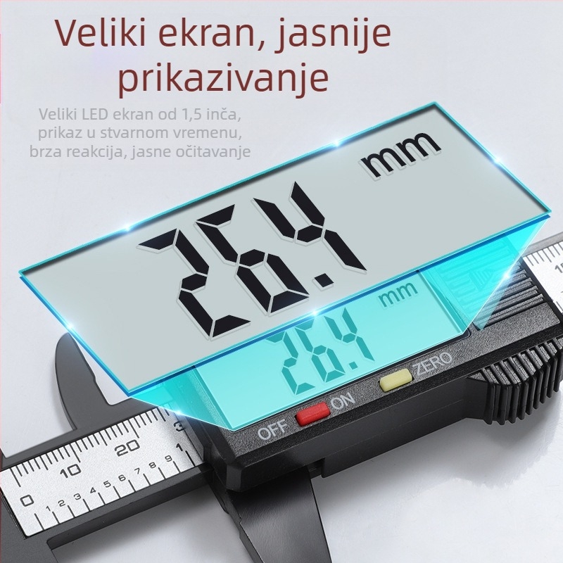 Enjoy digitalni mjerni kaliper od nehrđajućeg čelika s dubinskom šipkom, raspon mjerenja 0–150 mm