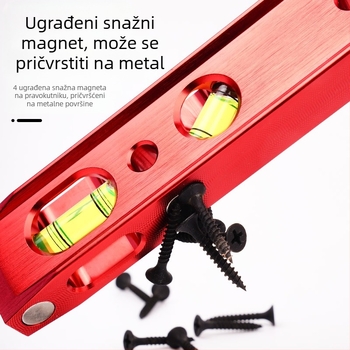 Nivela s jakim magnetom, odljevno kućište, 4 mjehurića, za ugradnju cijevi