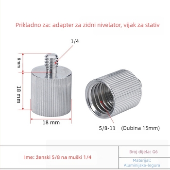 Laser razina s adapterom za stativ: 1/4 okretaja, 5/8 vijak, 3/8 spoj, infracrveni laser