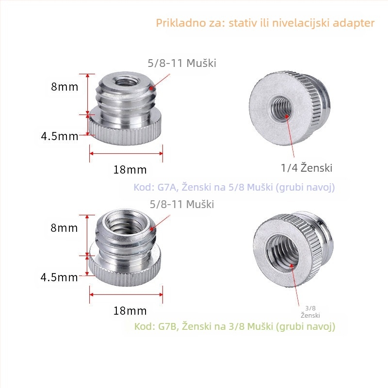 Laser razina s adapterom za stativ: 1/4 okretaja, 5/8 vijak, 3/8 spoj, infracrveni laser