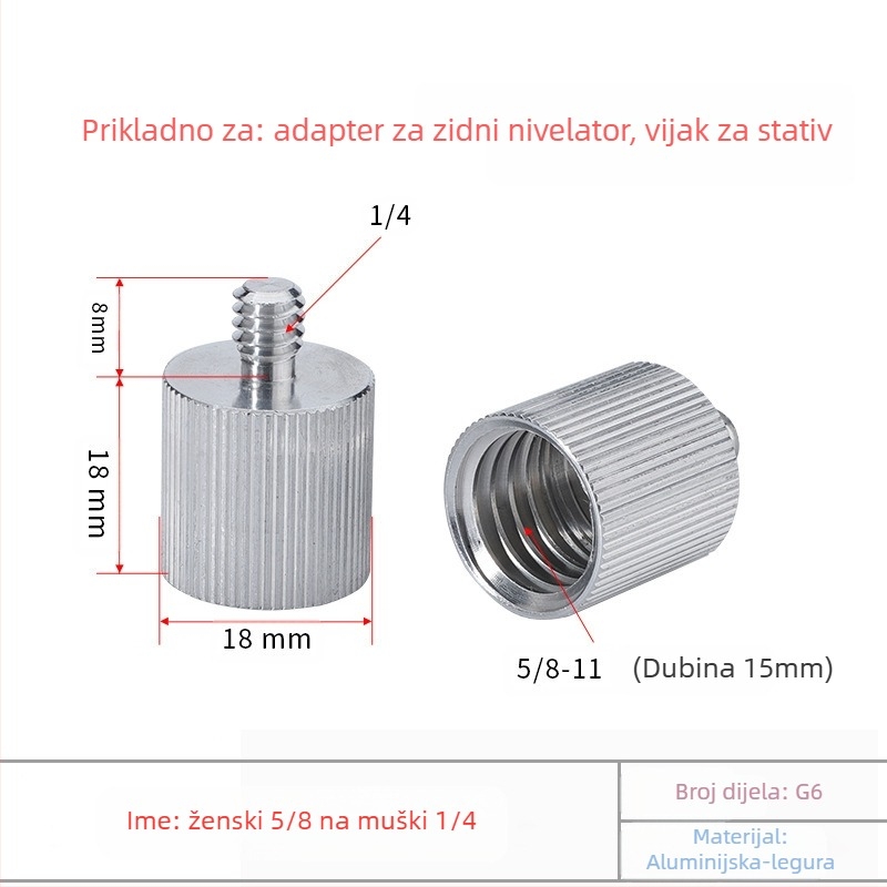 Laser razina s adapterom za stativ: 1/4 okretaja, 5/8 vijak, 3/8 spoj, infracrveni laser