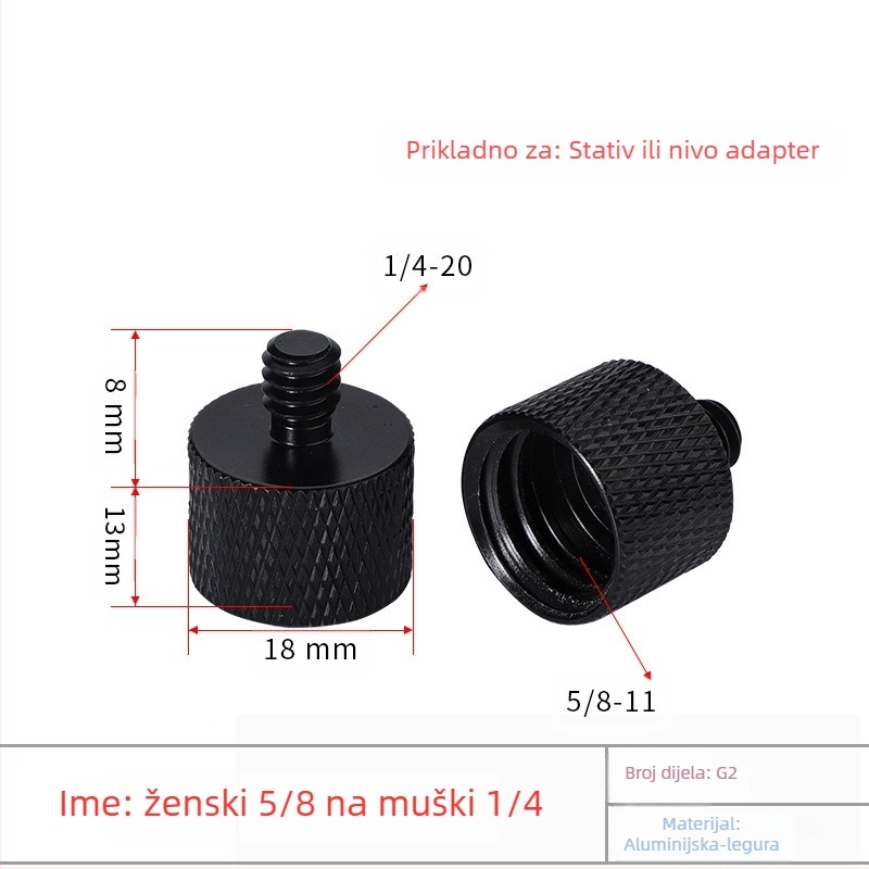 Laser razina s adapterom za stativ: 1/4 okretaja, 5/8 vijak, 3/8 spoj, infracrveni laser