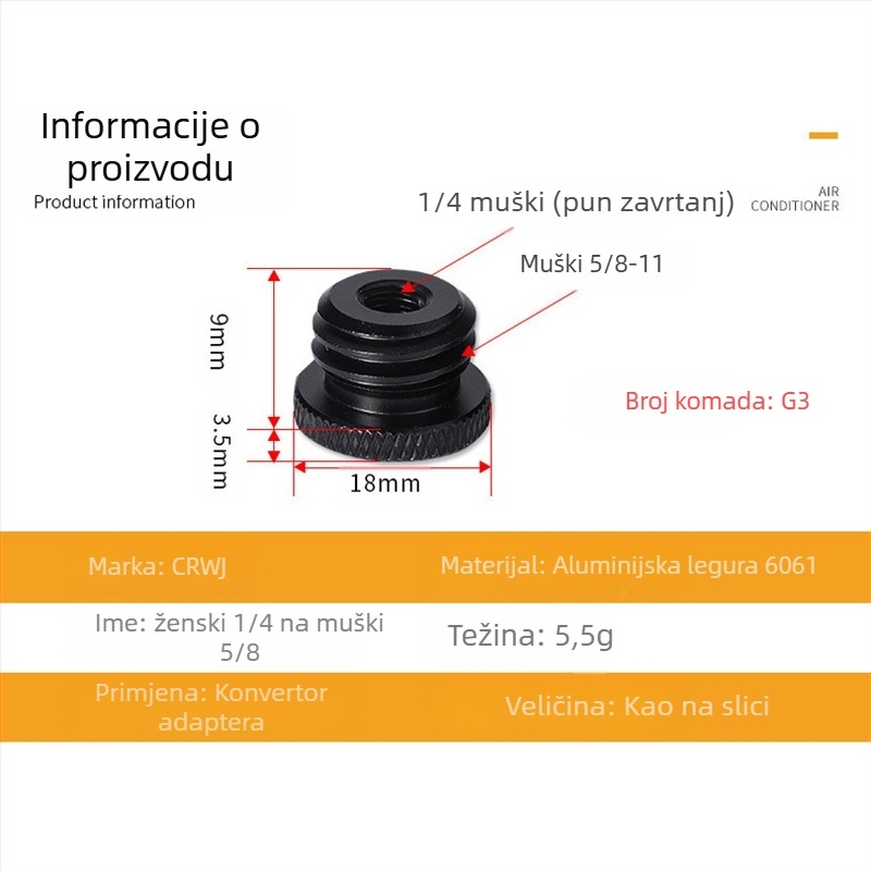 Laser razina s adapterom za stativ: 1/4 okretaja, 5/8 vijak, 3/8 spoj, infracrveni laser