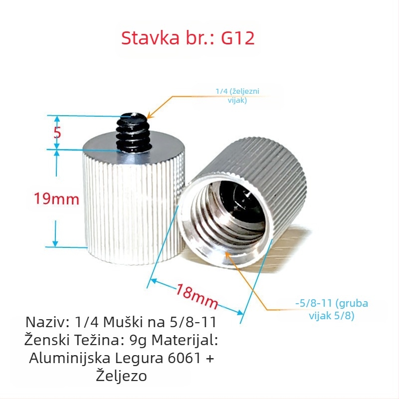 Laser razina s adapterom za stativ: 1/4 okretaja, 5/8 vijak, 3/8 spoj, infracrveni laser
