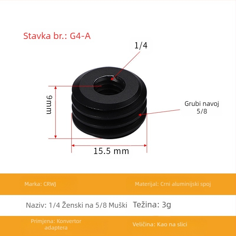 Laser razina s adapterom za stativ: 1/4 okretaja, 5/8 vijak, 3/8 spoj, infracrveni laser