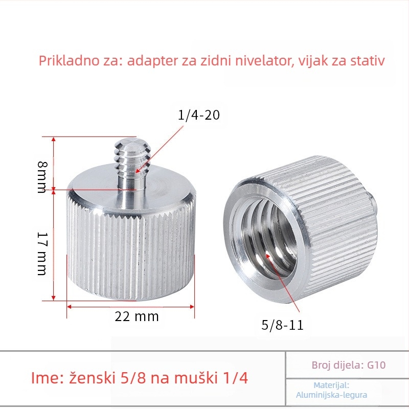 Laser razina s adapterom za stativ: 1/4 okretaja, 5/8 vijak, 3/8 spoj, infracrveni laser
