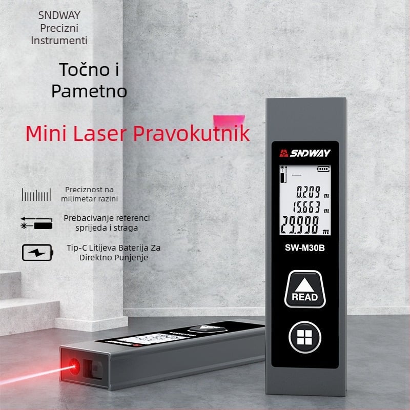 SW-M30A laserski mjerač udaljenosti, ručni infracrveni mjerni uređaj, raspon mjerenja 0,05–30 m, točnost ±5 mm + d×1/10000