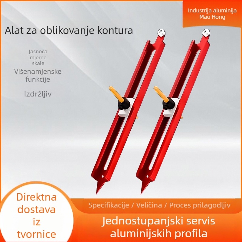 Višestruki konturni mjerač od aluminijske legure – alat za obradu drveta, izvlačenje oblika i označivač