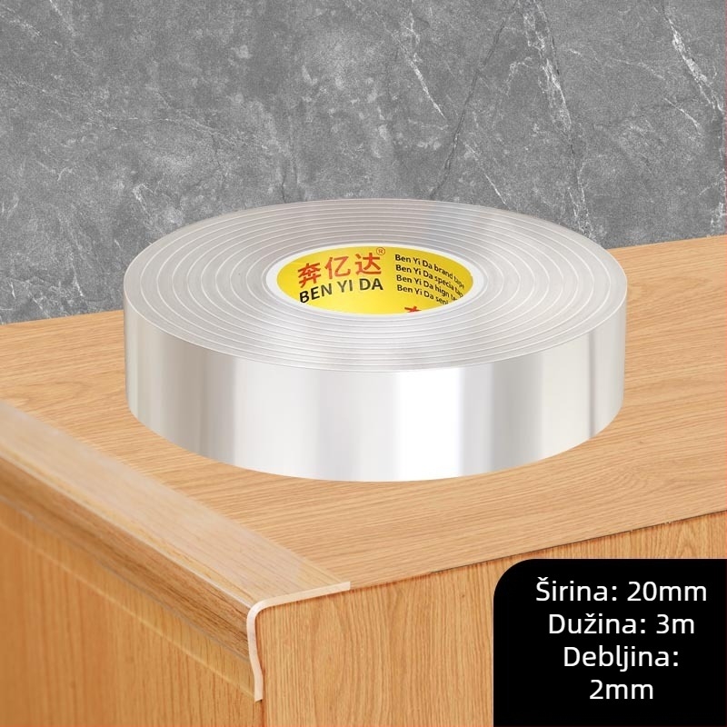 Akrilna traka za zaštitu ugla stola, jednostrano nano-ljepljivo, vodootporna, bez šavova, prozirna