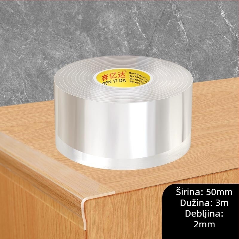 Akrilna traka za zaštitu ugla stola, jednostrano nano-ljepljivo, vodootporna, bez šavova, prozirna
