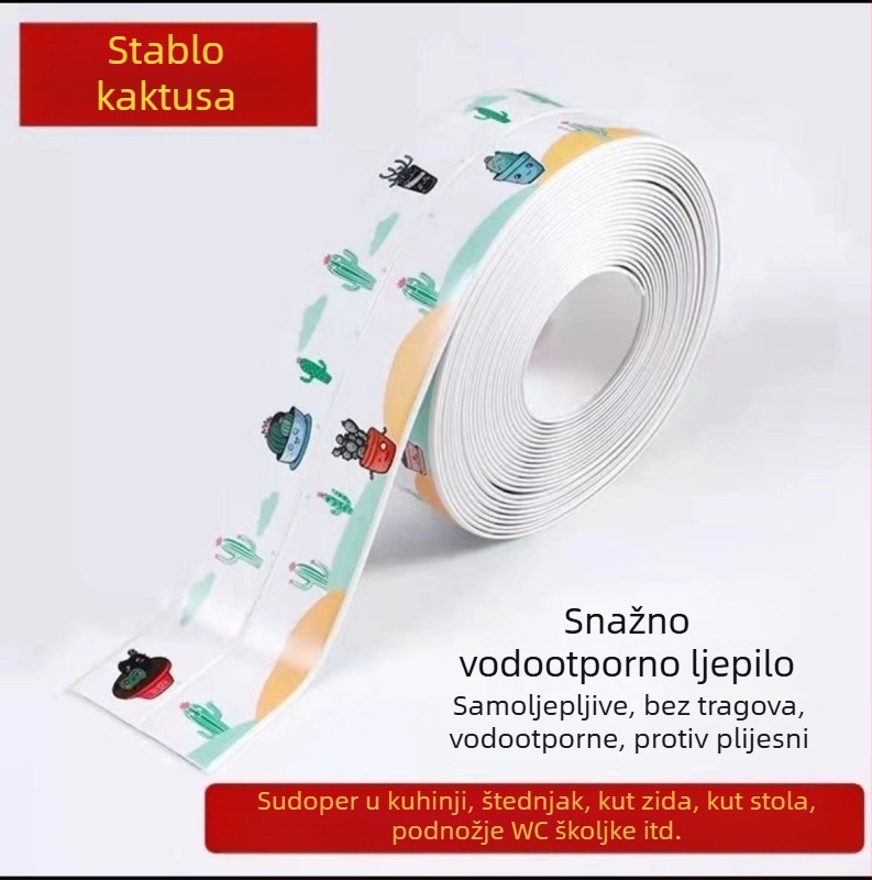 Samoljepljiva vodootporna zidna traka – za kuhinju i kupaonu, protiv plijesni, dekorativna traka za fuge s prugama, jednobojna ili s motivom srca ili biljaka.