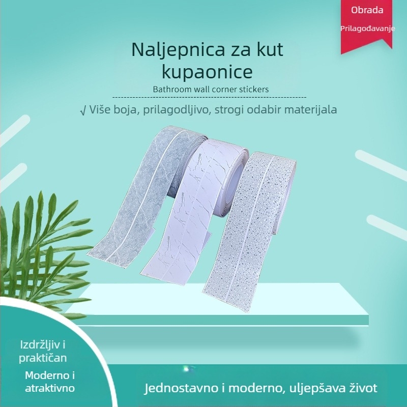Samoljepljiva vodootporna zidna traka – za kuhinju i kupaonu, protiv plijesni, dekorativna traka za fuge s prugama, jednobojna ili s motivom srca ili biljaka.