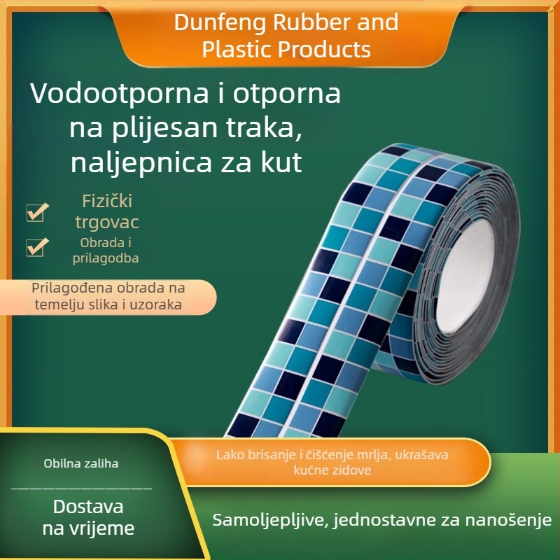 Samoljepljiva vodootporna zidna traka – za kuhinju i kupaonu, protiv plijesni, dekorativna traka za fuge s prugama, jednobojna ili s motivom srca ili biljaka.
