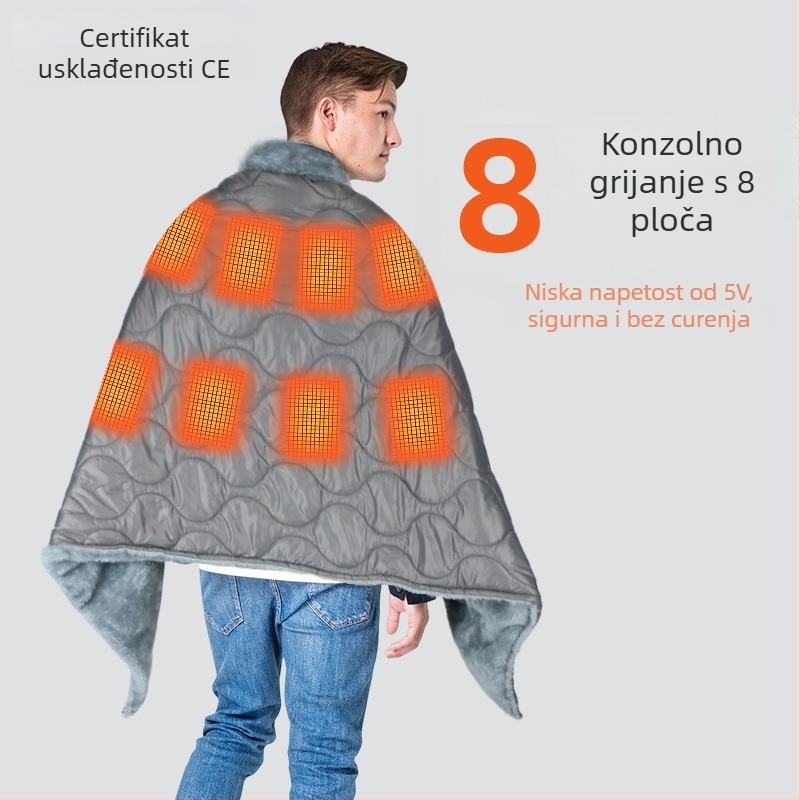 Električna deka s USB napajanjem, 5V 10W, 3 razine ili automatska kontrola temperature, pogodna za jednokrevetni ili dvokrevetni krevet.