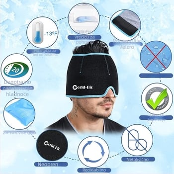 Gel ledena kapa za glavu za hlađenje i fizioterapiju | Najlon materijal, gel punjenje, 860 g