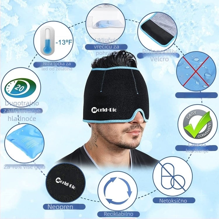 Gel ledena kapa za glavu za hlađenje i fizioterapiju | Najlon materijal, gel punjenje, 860 g