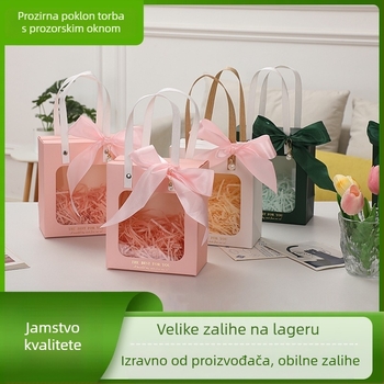 Prozirna darovna torba s prozorom, toplim otiskom na bijelom kartonu, torba za poklon za ruž, modni dodatak