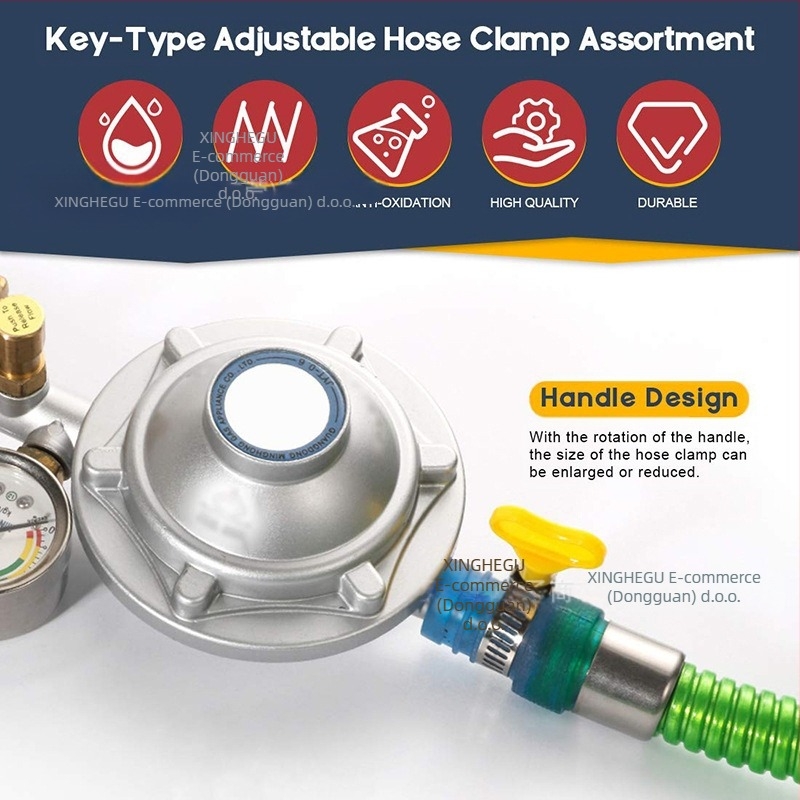 Stezaljka za crijeva od 201 nehrđajućeg čelika s ručkom – nominalni promjer 8–29 mm, promjer učvršćivanja 4–10 mm, za fiksiranje cijevi, Galaxy Valley