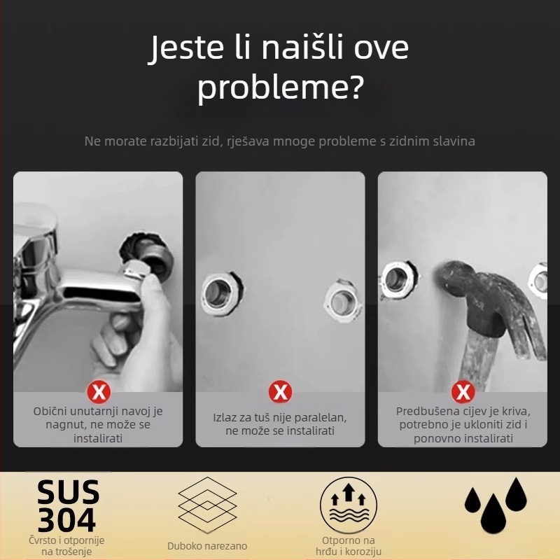 Univerzalna zakrivljena tuš glava od nehrđajućeg čelika 304, moderni jednostavan stil, marka Win the domineering